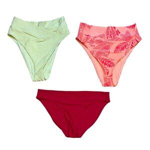 Aerie Womens Bikini Bottoms Set Of‎ 3 Size Large NWT